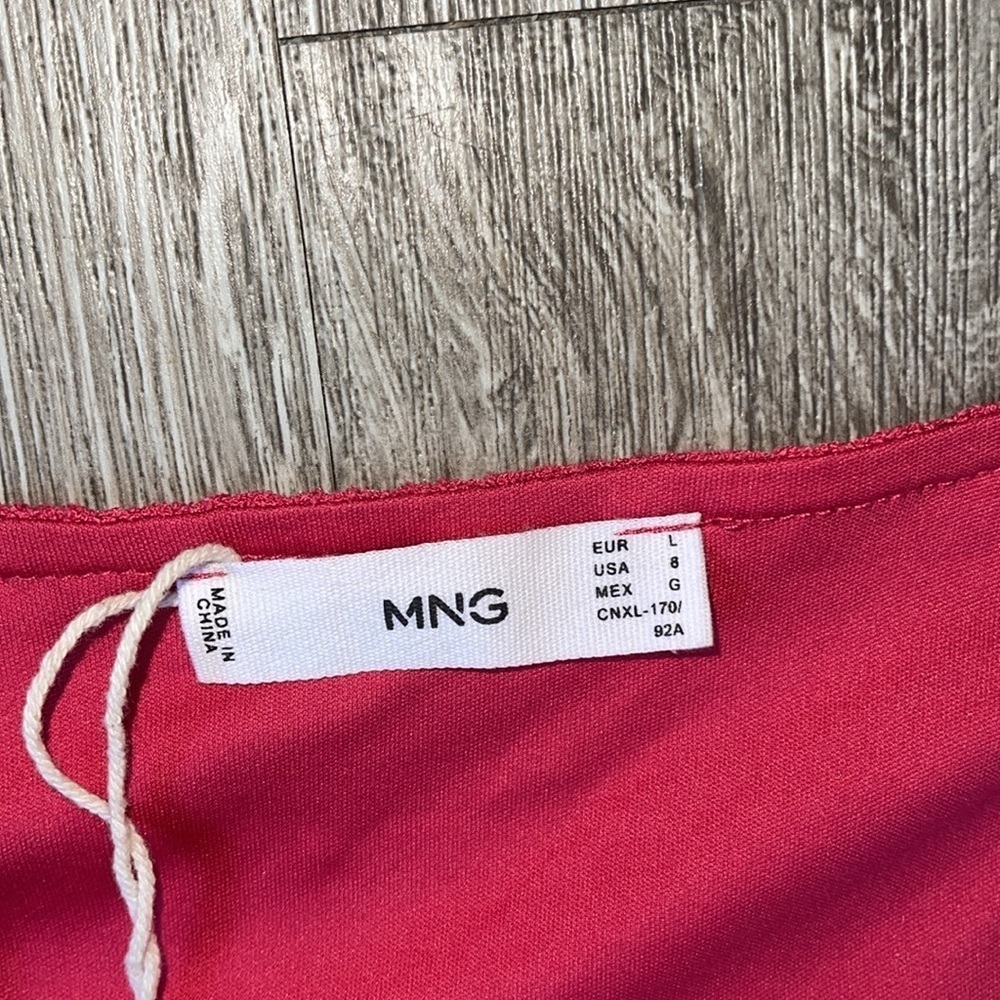 MNG by Mango Textured Wrap Ruffle Mini Dress- Fuchsia/Red Size 8 summer - Picture 3 of 7